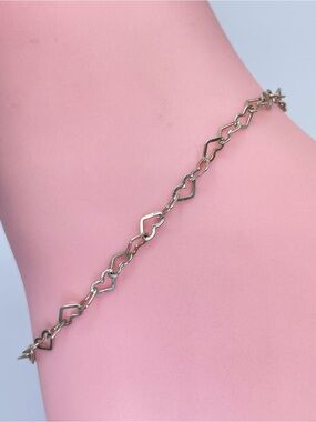 Italy 925 Sterling Silver Open Heart Link Bracelet Dainty Minimalist Chic Boho